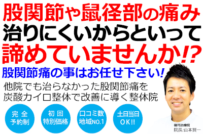姫路市で股関節痛の事ならクチコミ490件以上の実績ある健巧治療院にお任せください
