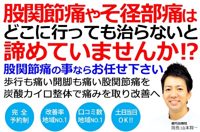 姫路市で股関節痛の事ならクチコミ530件以上の実績ある健巧治療院にお任せください