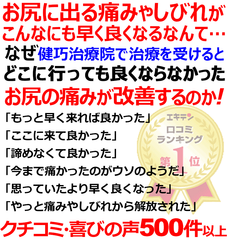 姫路市で梨状筋症候群の事ならクチコミ530件以上の実績ある健巧治療院にお任せください