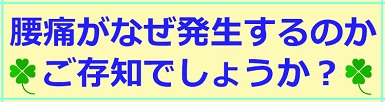 そもそもなぜ腰痛になるかご存知でしょうか？
